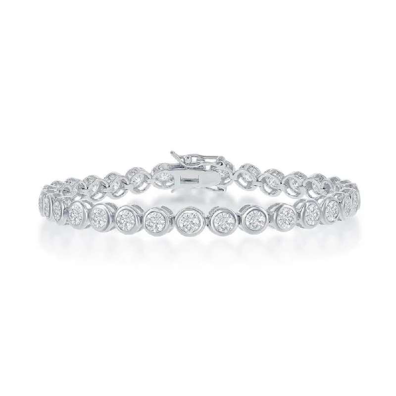 Sterling Silver 4mm Bezel-Set Round CZ Tennis Bracelet