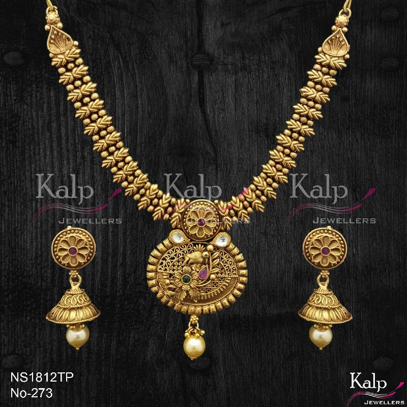 Kalp Jewellers Copper Gold Plated Necklace Set