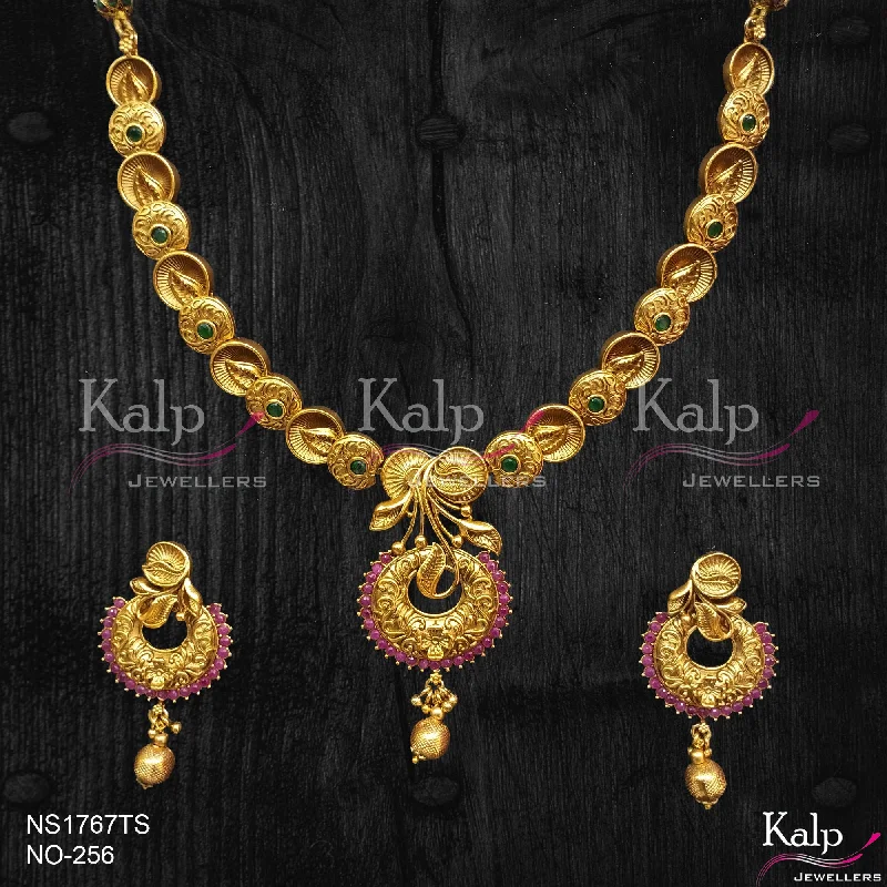 Kalp Jewellers Copper Gold Plated Necklace Set