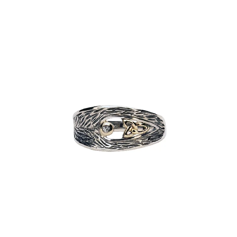 Silver and 10k Gold Trinity Ring - White Sapphire