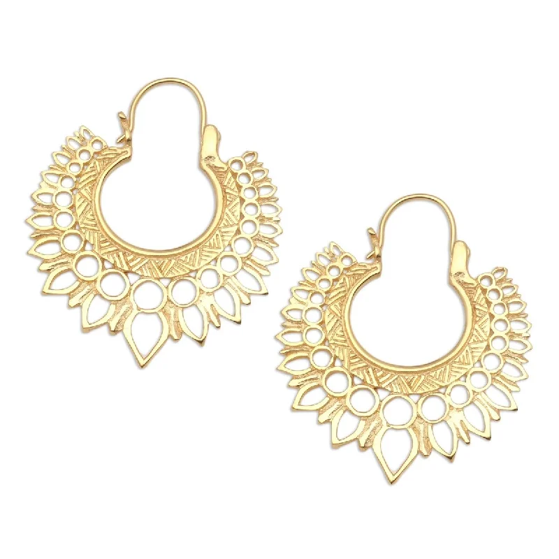 NOVICA Sunwave, Gold-plated hoop earrings - 2*1.6