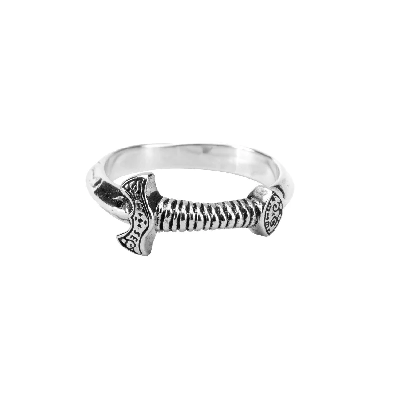 Silver or Silver and Bronze Viking Sword Ring