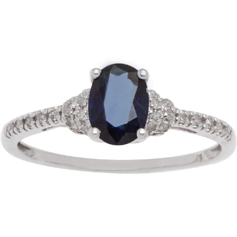 Viducci 10k White Gold Oval Gemstone and 1/8ct TDW Diamond Ring (G-H, I1-I2)