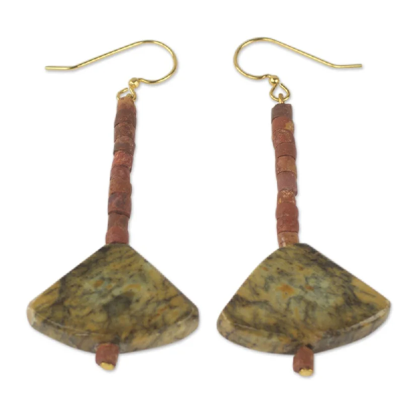 Handcrafted Soapstone Bauxite 'Bells of Ghana' Earrings (Ghana) - 2.6*1