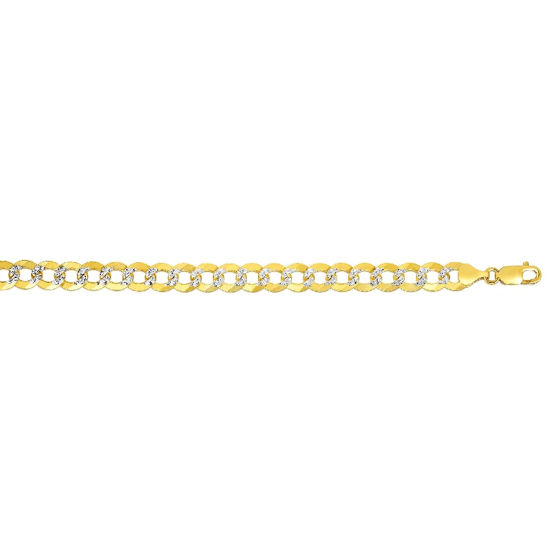 14K Gold 9.7mm White Pave Curb Chain