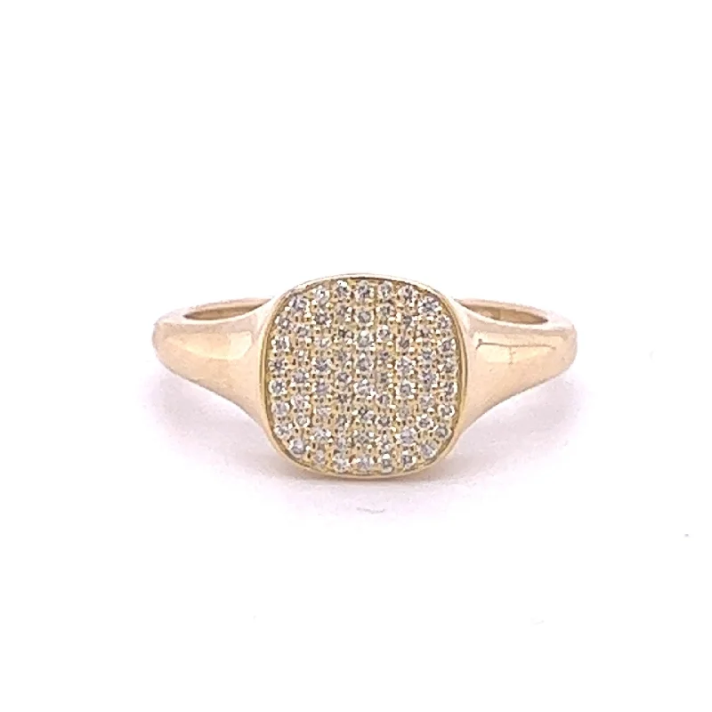 Yellow Gold Square Diamond Covered Ring