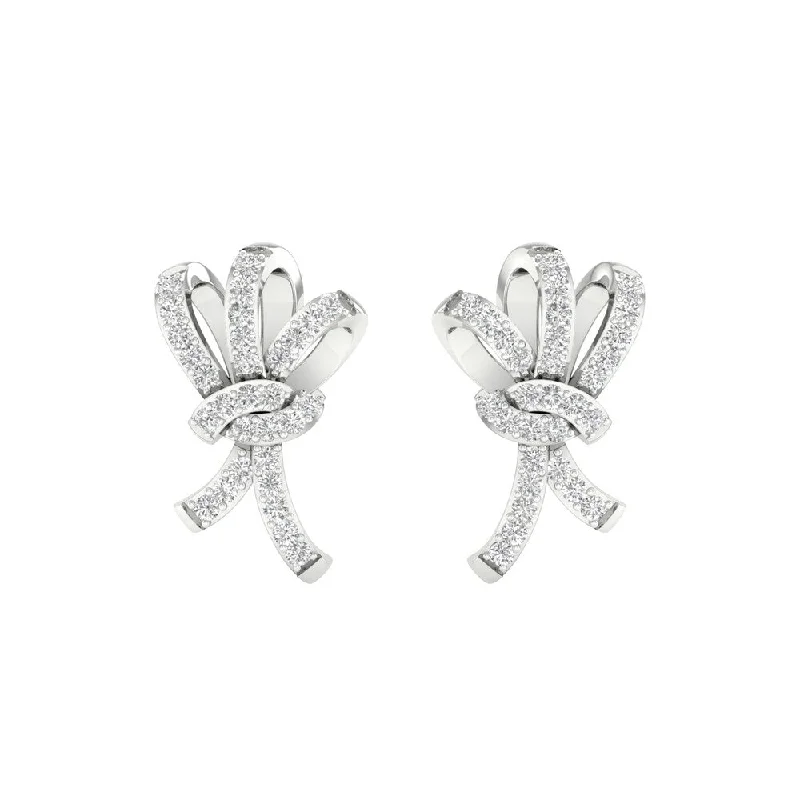 1/5ct TDW Diamond Knot Stud Earrings in 10k Gold by De Couer