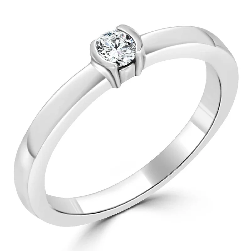 Auriya 10k Gold 1/6ctw Petite Round Solitaire Diamond Ring