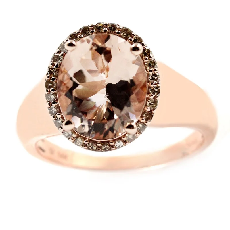 14K Gold Morganite and Brown Diamond Ring