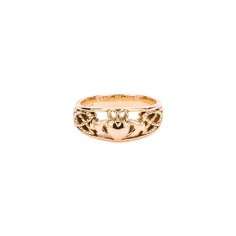 14k Rose Gold Small Claddagh Ring