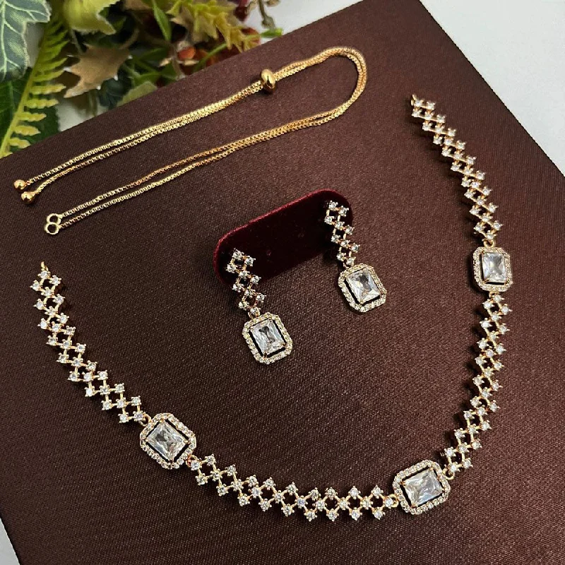 Aamrapali Gold Plated Austrian Stone Necklace Set