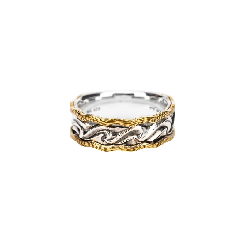 Silver and 10k Gold Rocks 'n Rivers Wave Ring