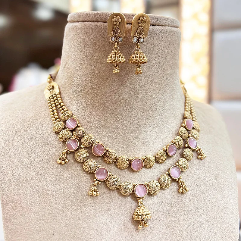 Jewel Addiction Copper Gold Pota Stone Necklace Set