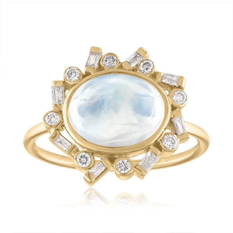 Jubilee Moonstone and Diamond Ring