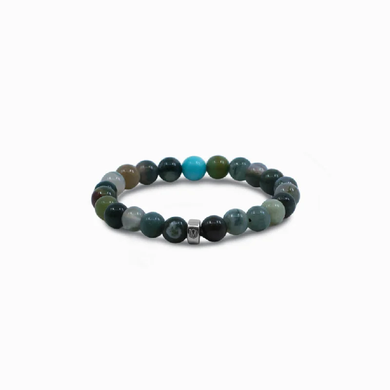 Moss Agate and Amazonite Bead Bracelet