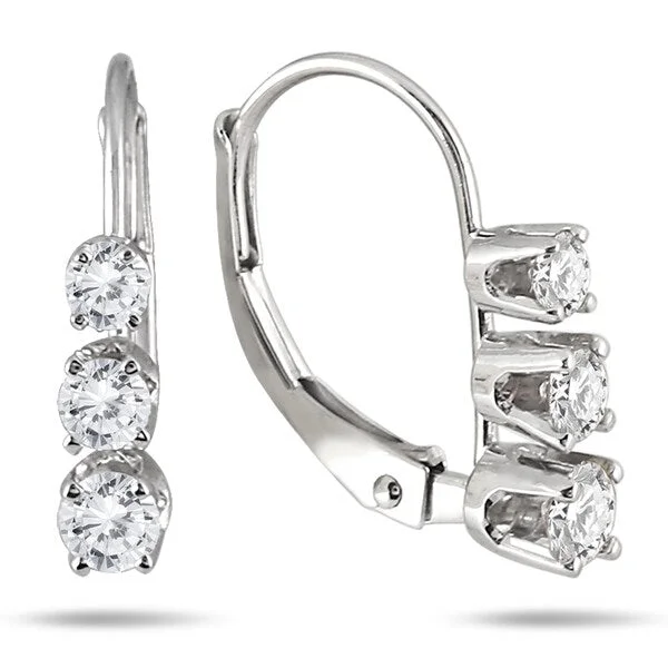 Marquee 10k White Gold 1/2ct TDW Diamond 3-stone Drop Earrings (I-J, I2-I3)