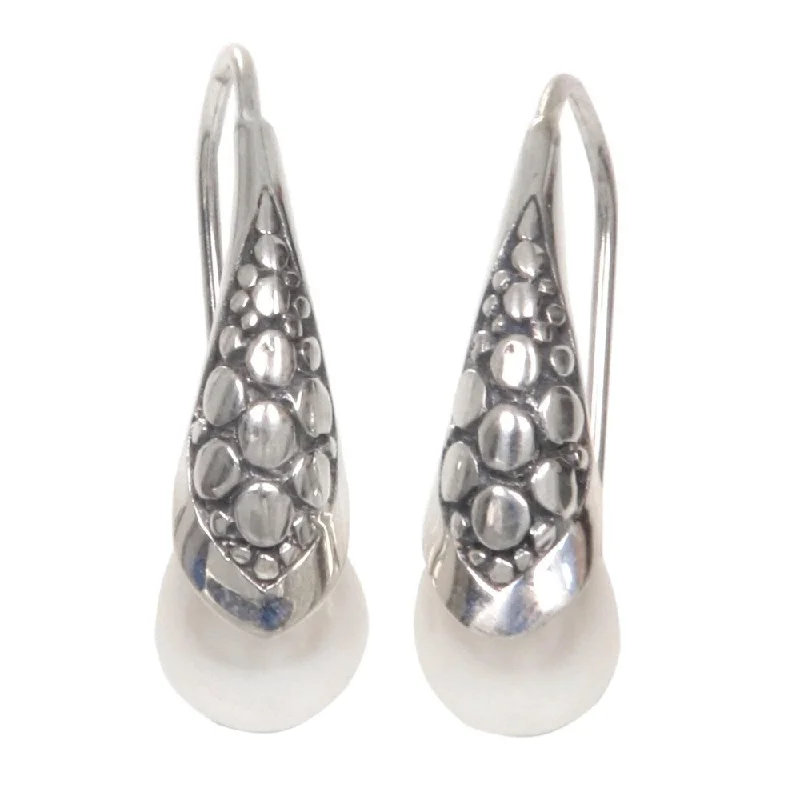 Sterling Silver 'White Love' Cultured Pearl Earrings