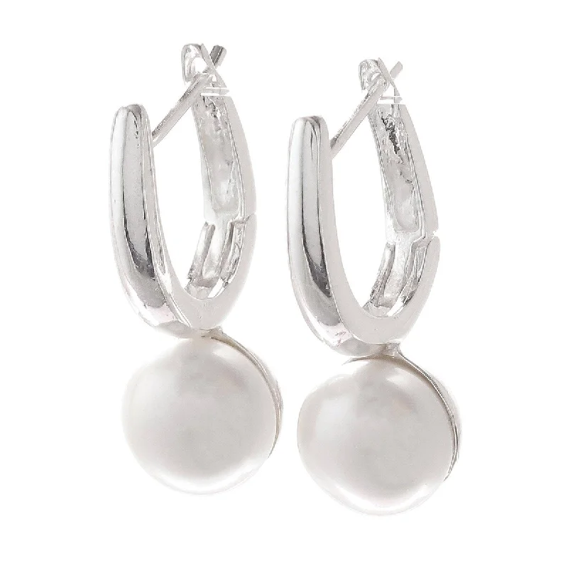 NOVICA Wintry Orbs, Cultured pearl drop earrings - 0.9L*0.4W