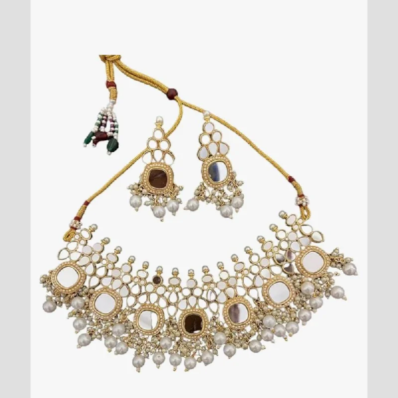 Anjali Jewellery Gold Plated Mirror Choker Necklace Set