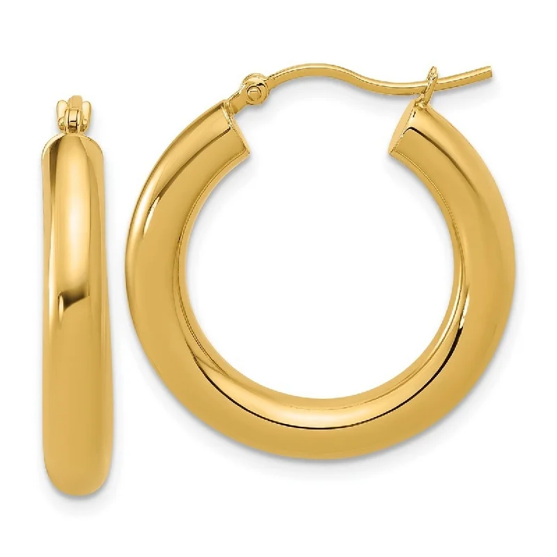 Curata 14k Yellow Gold Polished Lightweight 26x4mm Hoop Earrings