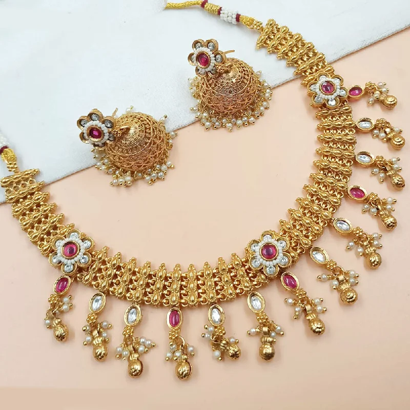 Padmawati Bangles Gold Plated Pota Stone And Pearls Necklace Set