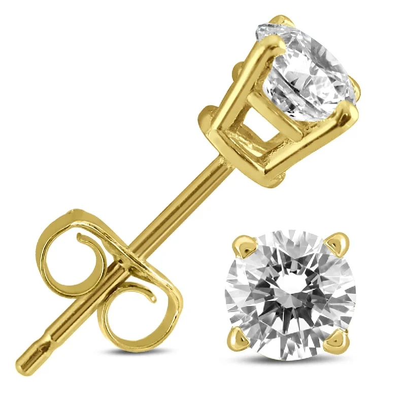 Marquee 1/2 Carat TW Certified (H-I Color, I2-I3 Clarity) Round Diamond Solitaire Stud Earrings in 14K Yellow Gold