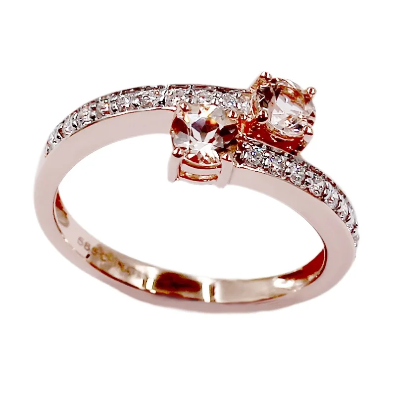 14KT Rose Gold Morganite And Diamond Ring