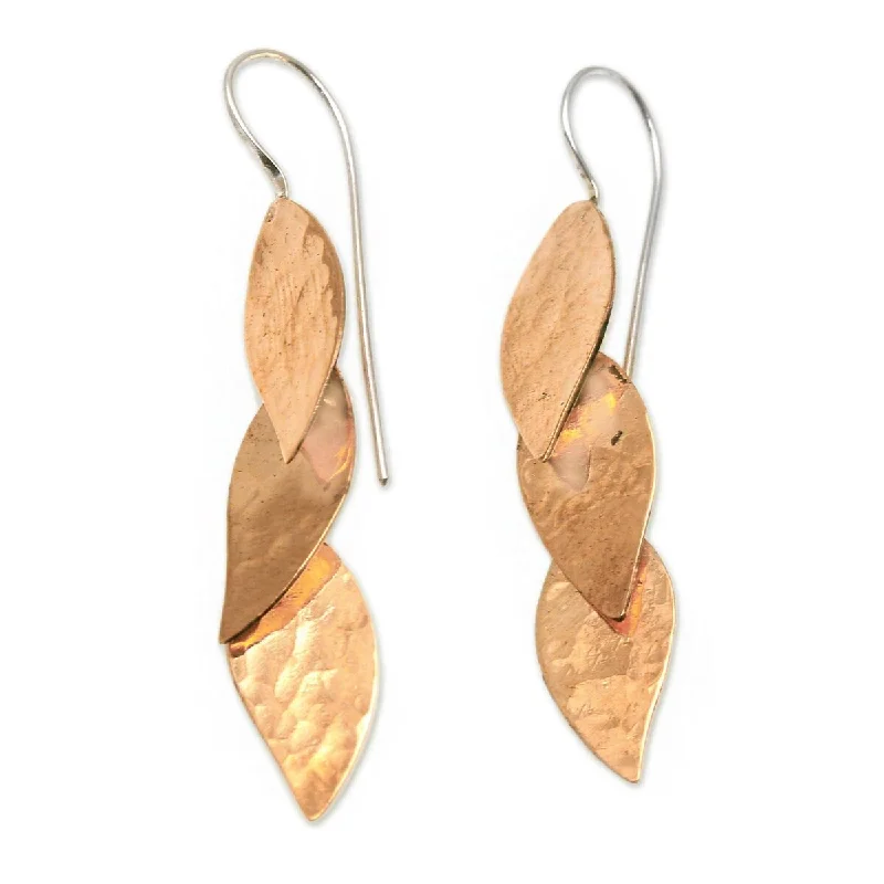 NOVICA Modern Glisten, Copper dangle earrings - 2" L x 0.3" W x 0.1" D