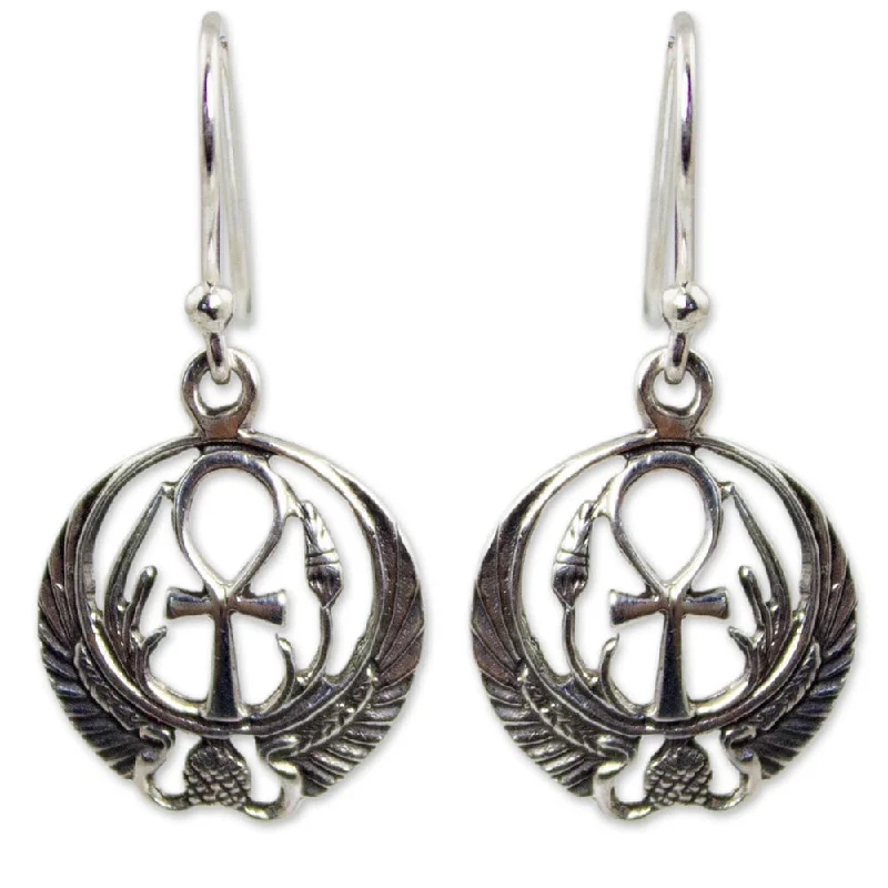 NOVICA Handmade Sterling Silver 'Eternity's Key' Earrings (Thailand)