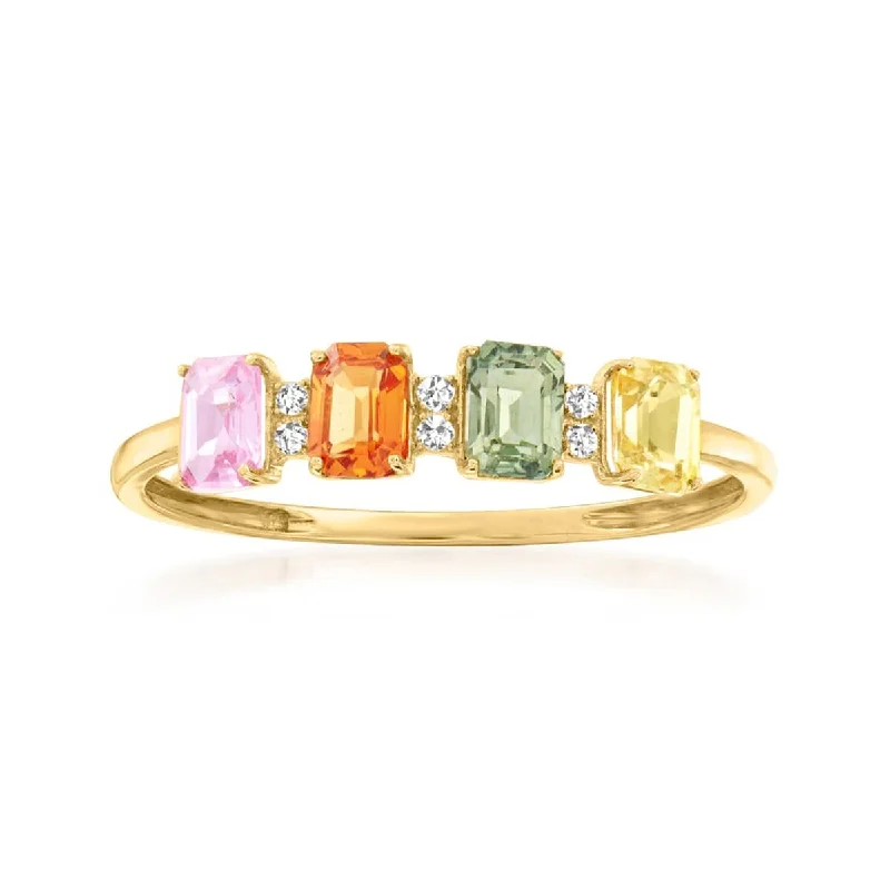 14Kt Yellow Gold Multi Sapphire and Diamond Ring