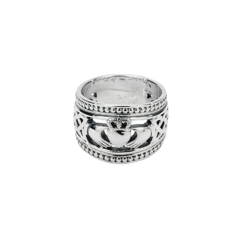 Silver Claddagh Shield Ring