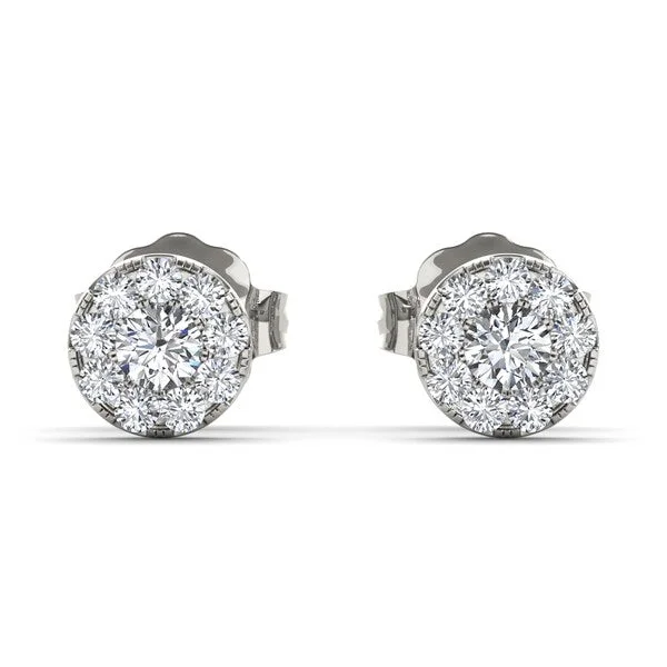 De Couer 10k White Gold 1/3ct Diamond Halo Stud Earrings