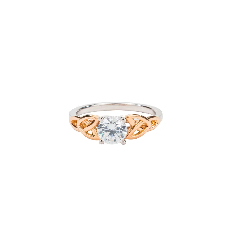 White and Rose Gold 1 ct Moissanite Trinity Ring -custom order