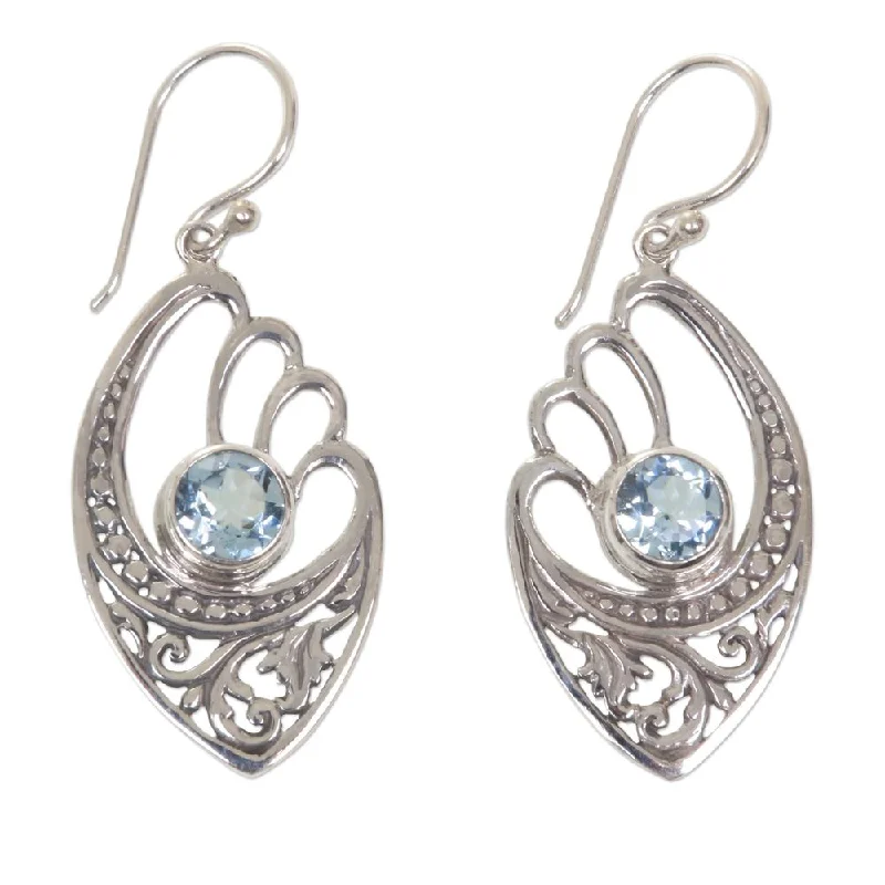 Handmade Blue Wings Blue Topaz Earrings (Indonesia) - 1.8*0.7