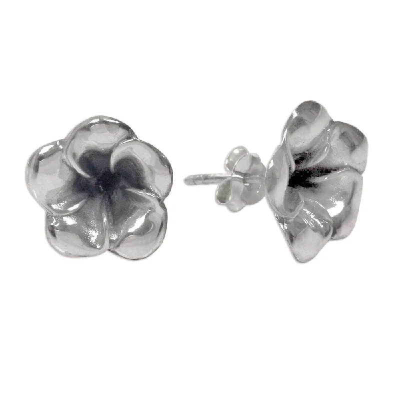 NOVICA Handmade Silver Flower Blossoms Earrings (Indonesia)