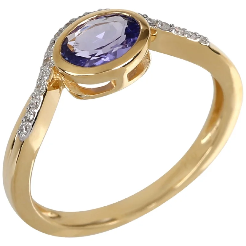 18Kt Yellow Gold Tanzanite and Diamond Ring