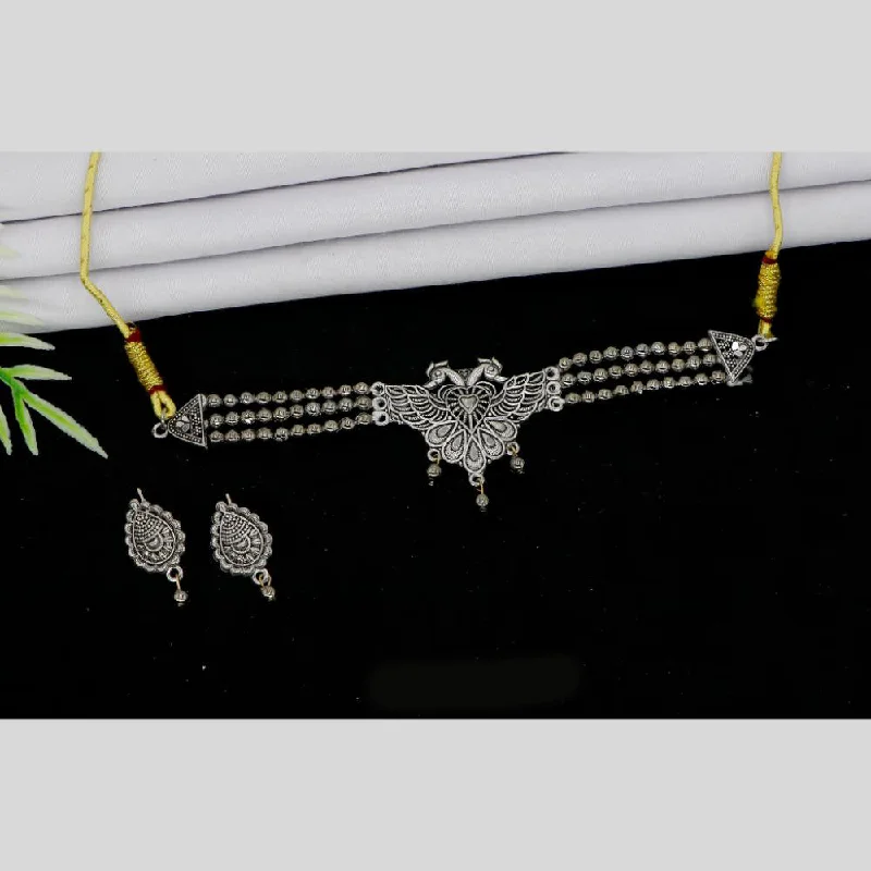 Mahavir Oxidised Plated Choker Necklace Set