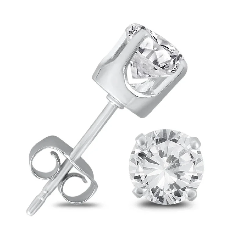 Marquee 14K White Gold 1 Carat TW Certified Round Diamond Solitaire Stud Earrings