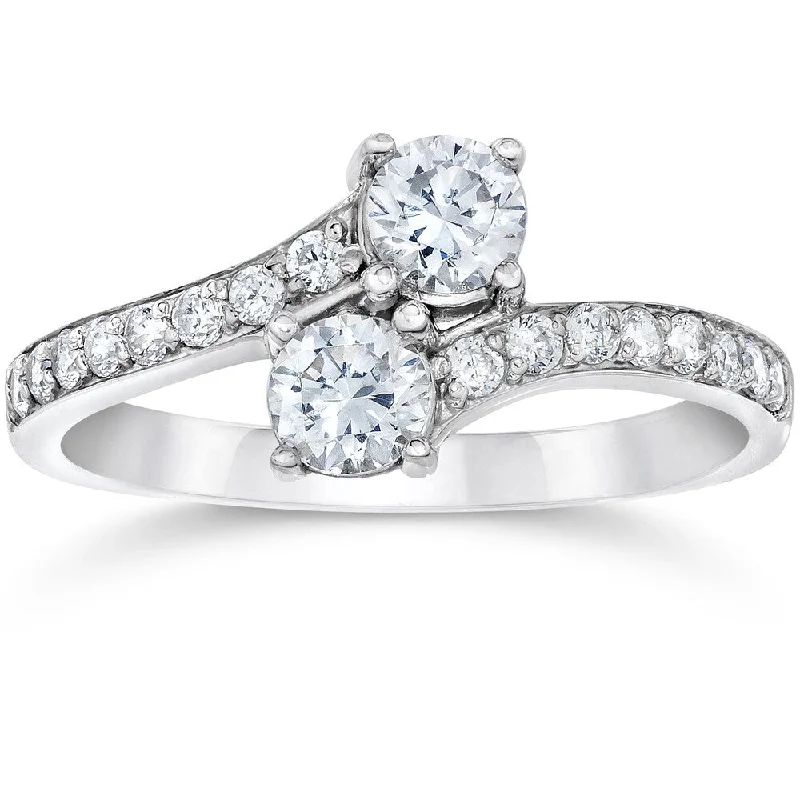 10k White Gold 1ct TDW 2-Stone Diamond Ring