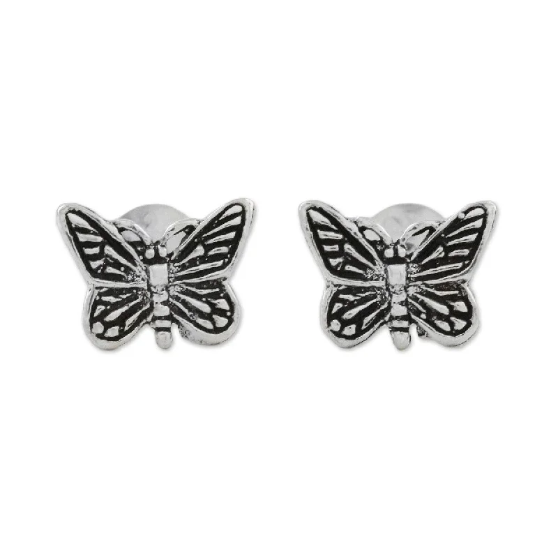 NOVICA Prophetic Wings, Sterling silver stud earrings - 0.3*0.4