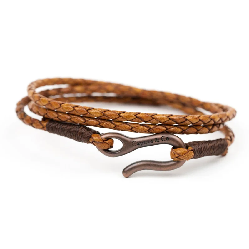 Braided Leather Triple Wrap