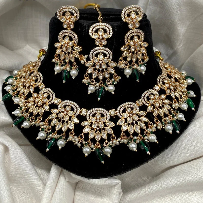 Amoliya Jewels Gold Plated Polki Kundan Necklace Set