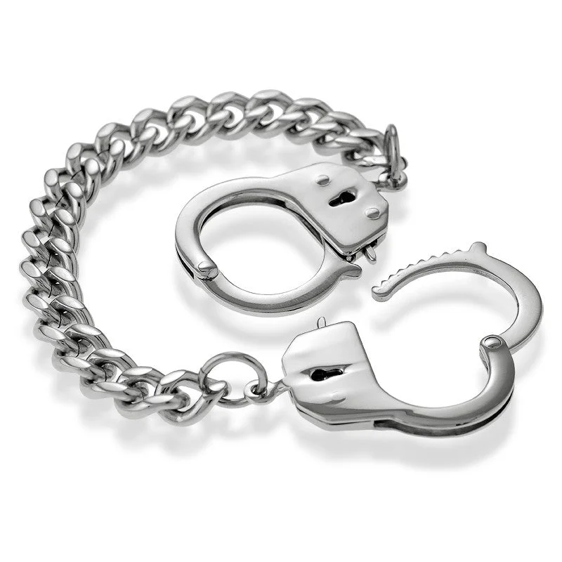 Stainless Steel Link Bracelet with Handcuff Lock