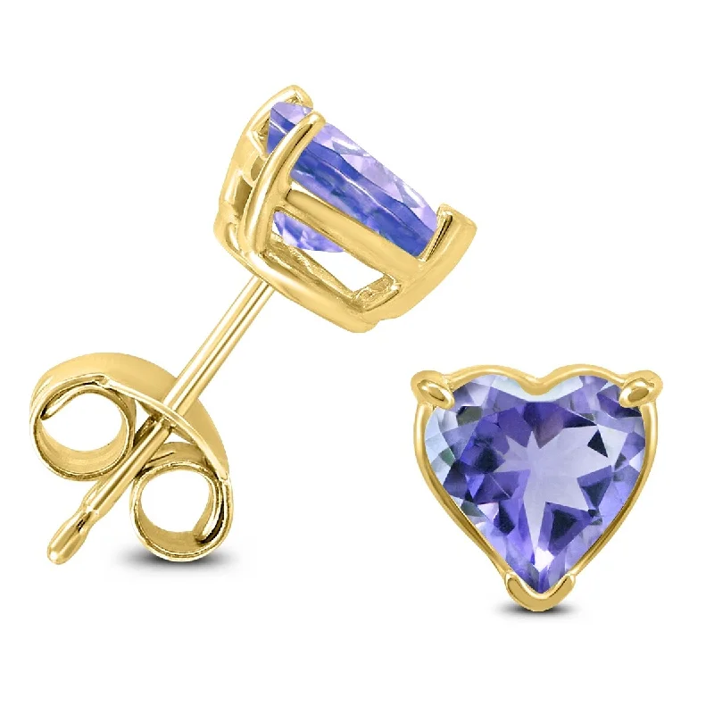 Marquee 14K Yellow Gold 4MM Heart Tanzanite Earrings