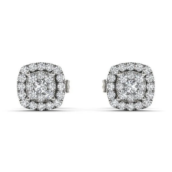 De Couer 10k White Gold 1/4ct Diamond Halo Stud Earrings