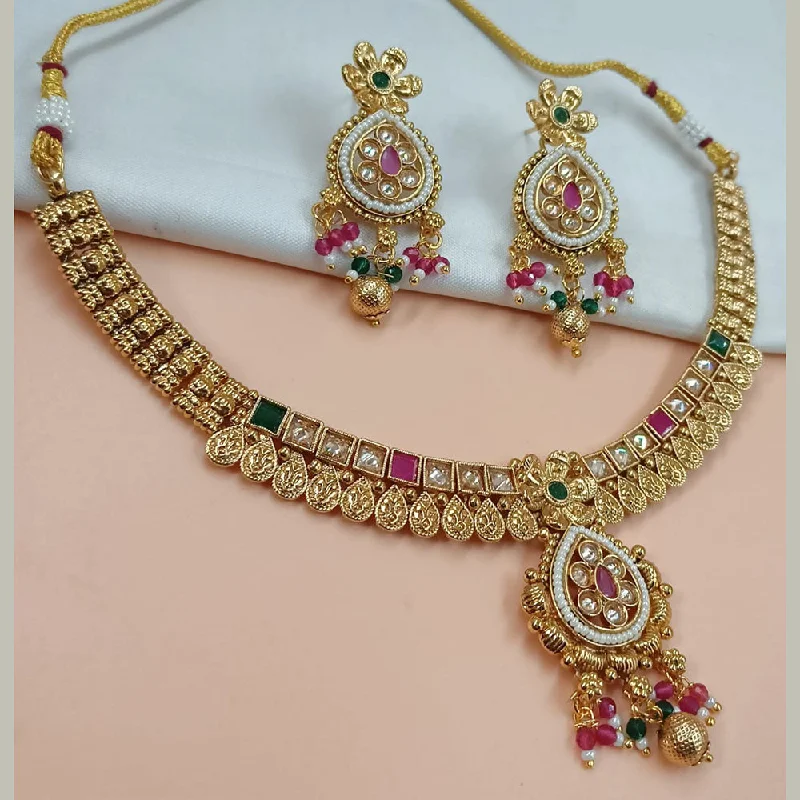 Padmawati Bangles Gold Plated Crystal Stone And Pearls Necklace Set