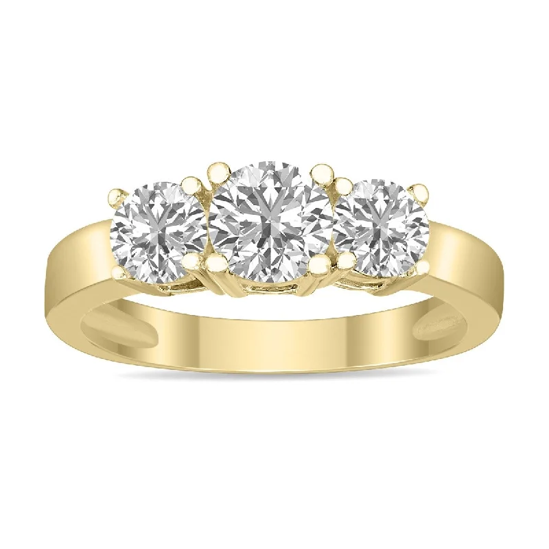 Marquee 1.50 CTW Three Stone Lab Grown Diamond Ring in 14K Yellow Gold