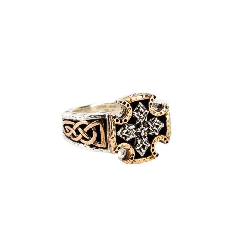 Silver and Bronze Biker Cross Ring