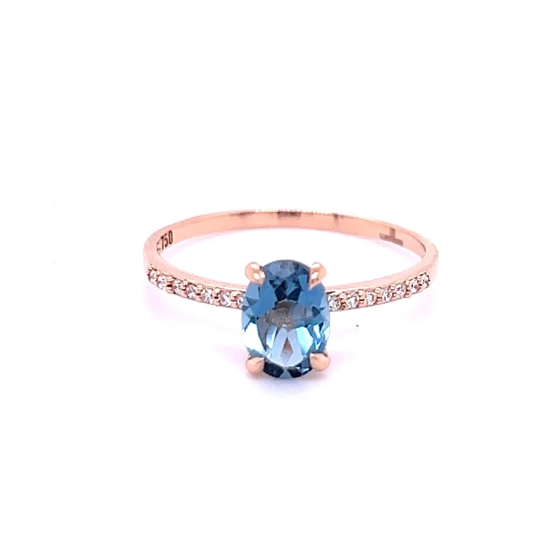 Rainbow Blue Topaz & Diamond Fine Ring