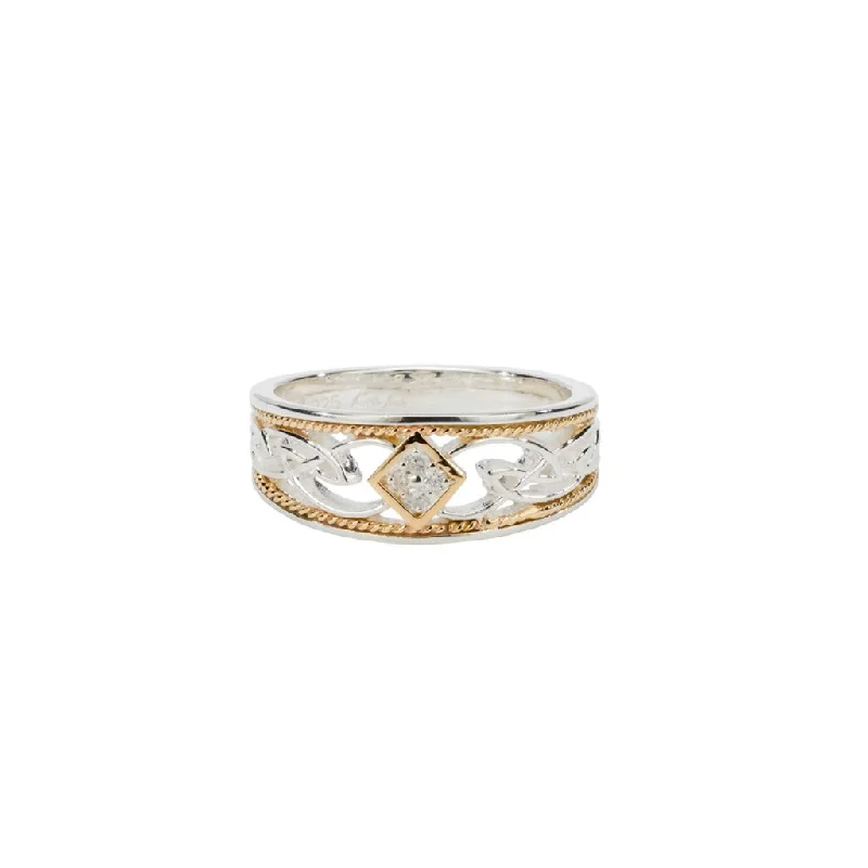 Silver and 10k Gold Diamond Eternity Knot 'Rosail'  Ring